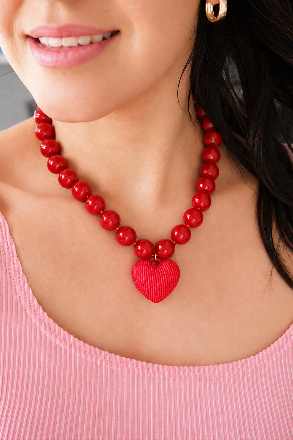 COLLAR BOLA CHICLE ROJO B 1077