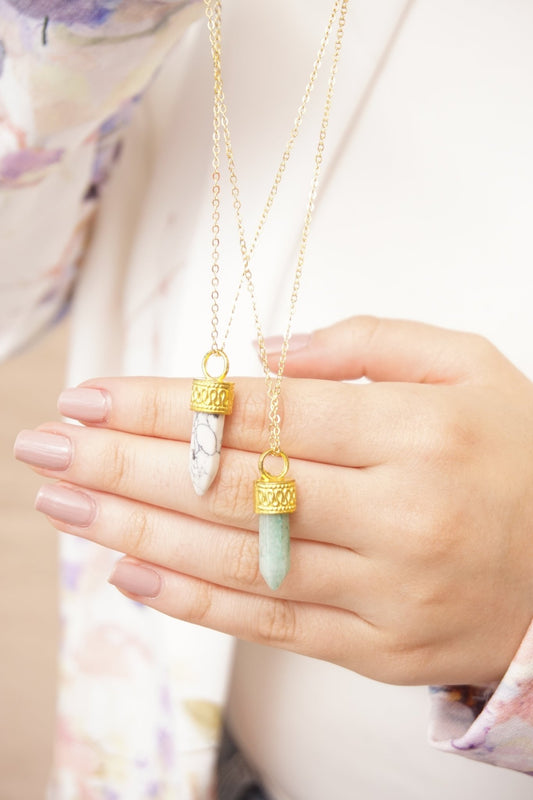 COLLAR ORO GOLFI Y PIEDRA NATURAL (escoge el color) B 953 - Dakaty