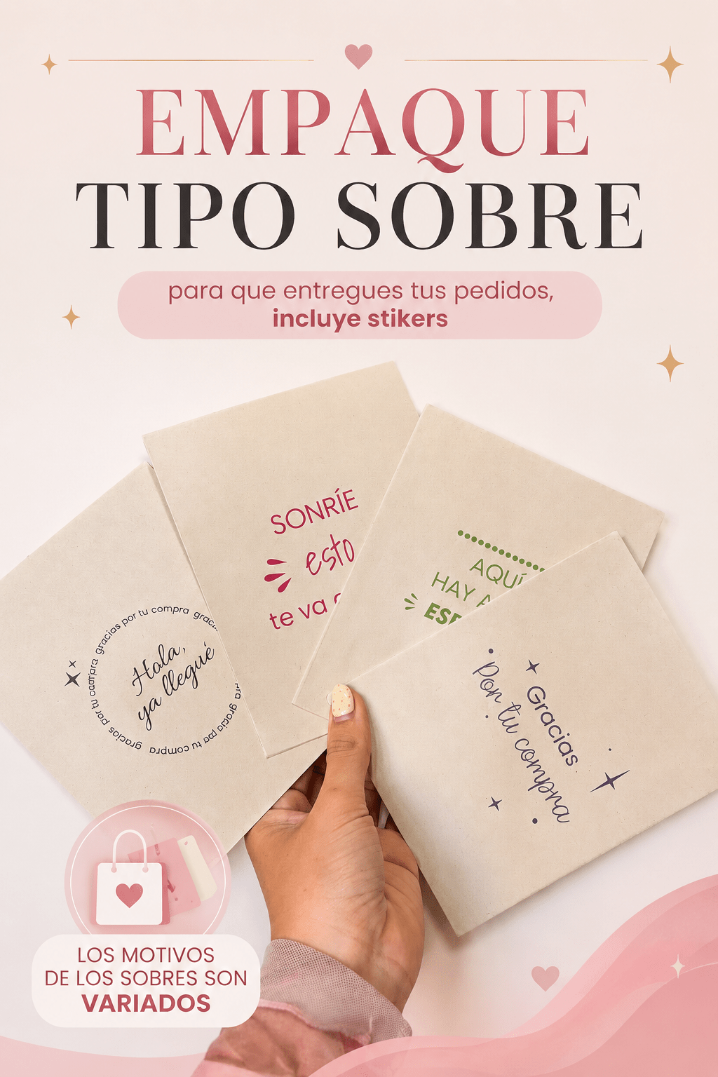 DOCENA EMPAQUES TIPO SOBRE (incluye stickers) - Dakaty