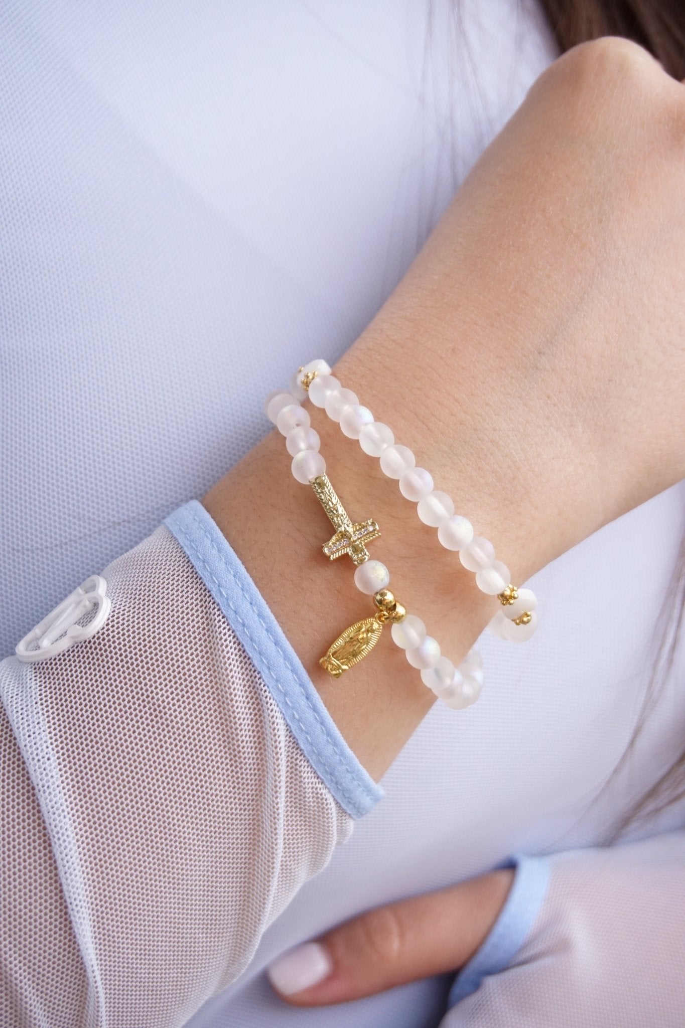 PULSERA DENARIO ELASTICO ORO GOLFI Y DIJES EN RODIO P 766 - Dakaty