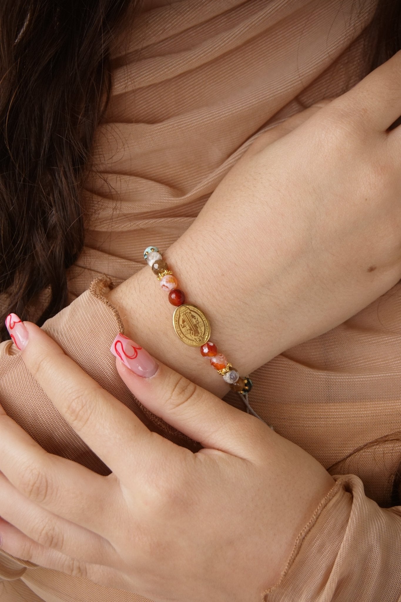 PULSERA DIJE EN ACERO Y PIEDRAS FINAS NATURALES P 725 - Dakaty