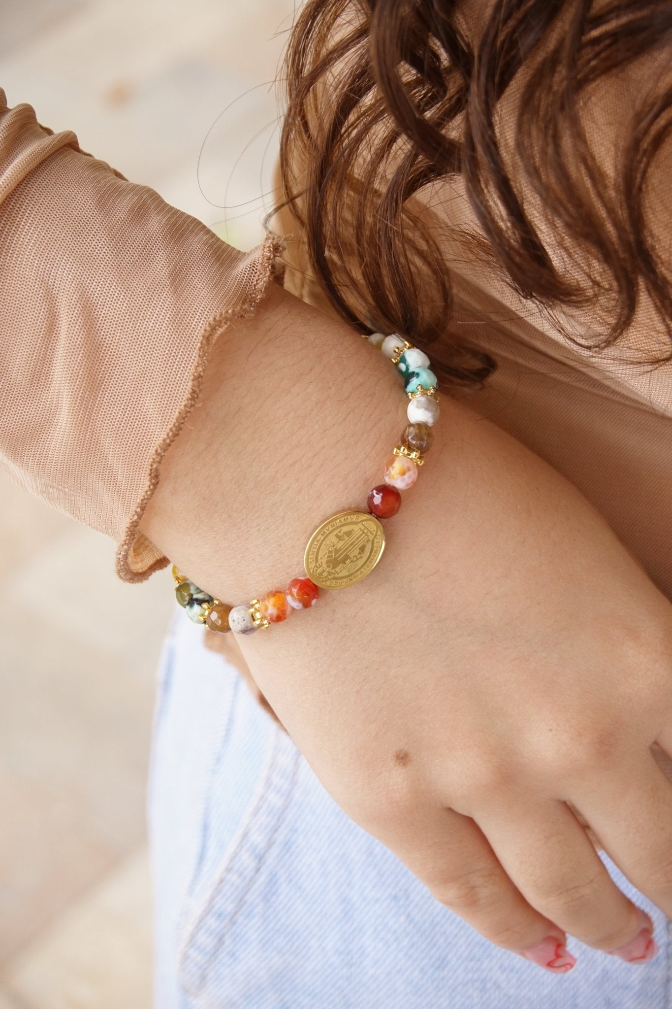 PULSERA DIJE EN ACERO Y PIEDRAS FINAS NATURALES P 725 - Dakaty