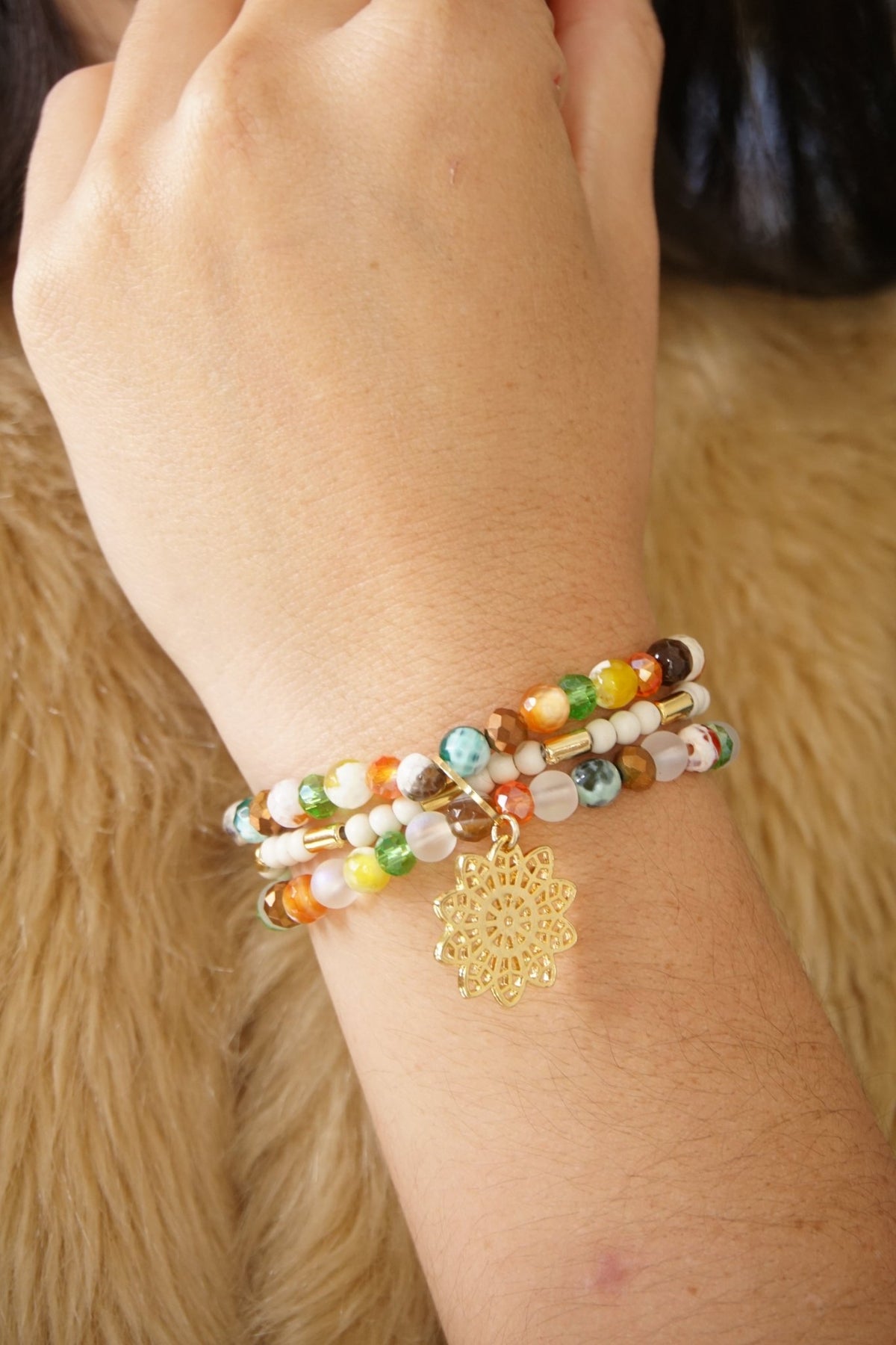 PULSERA PIEDRAS NATURALES Y ORO GOLFI P 788 - Dakaty